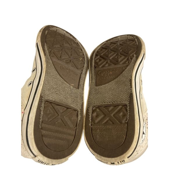 Converse All Star Junior  Size 3 Beige Colorful Splatter Hi-Top Sneakers shoes - Picture 8 of 9